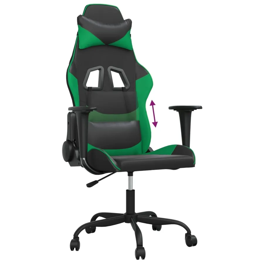 Chaise de jeu Noir et vert Similicuir - 7