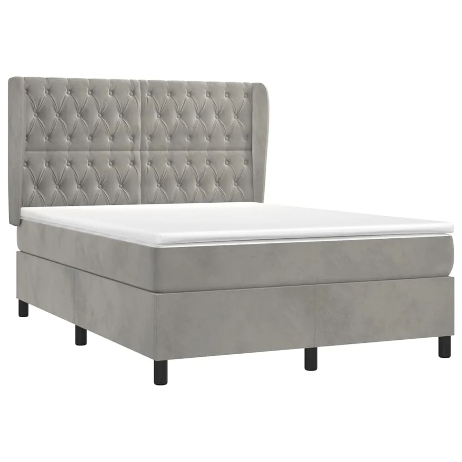 Sommier à lattes de lit et matelas Gris clair 140x190cm Velours - 3