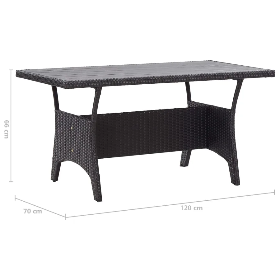 Table de jardin noir 120x70x66 cm Résine tressée - 6