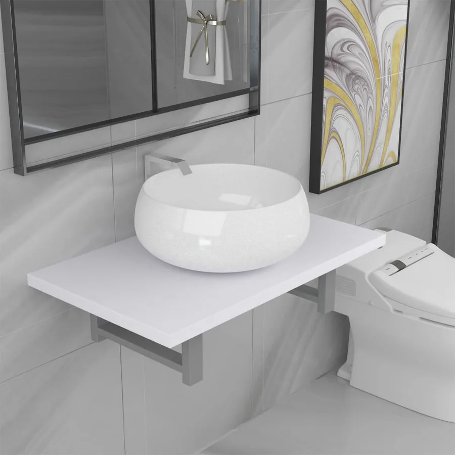 Meuble de salle de bain en deux pièces Céramique Blanc