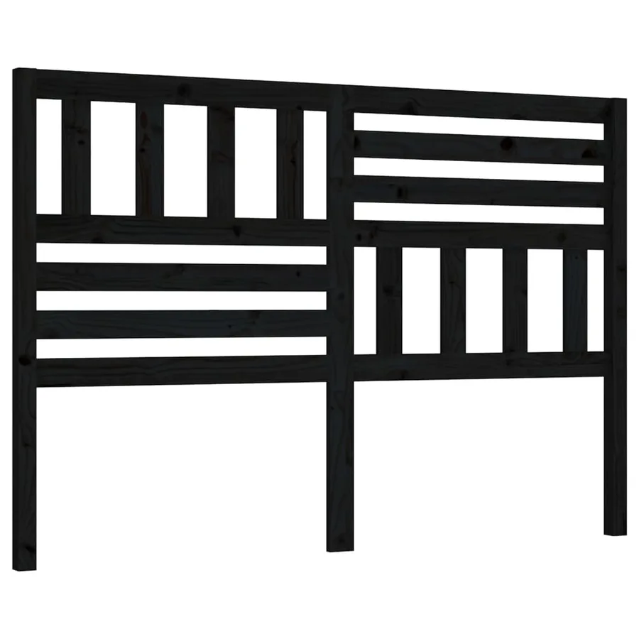 Tête de lit Noir 146x4x100 cm Bois massif de pin - 2