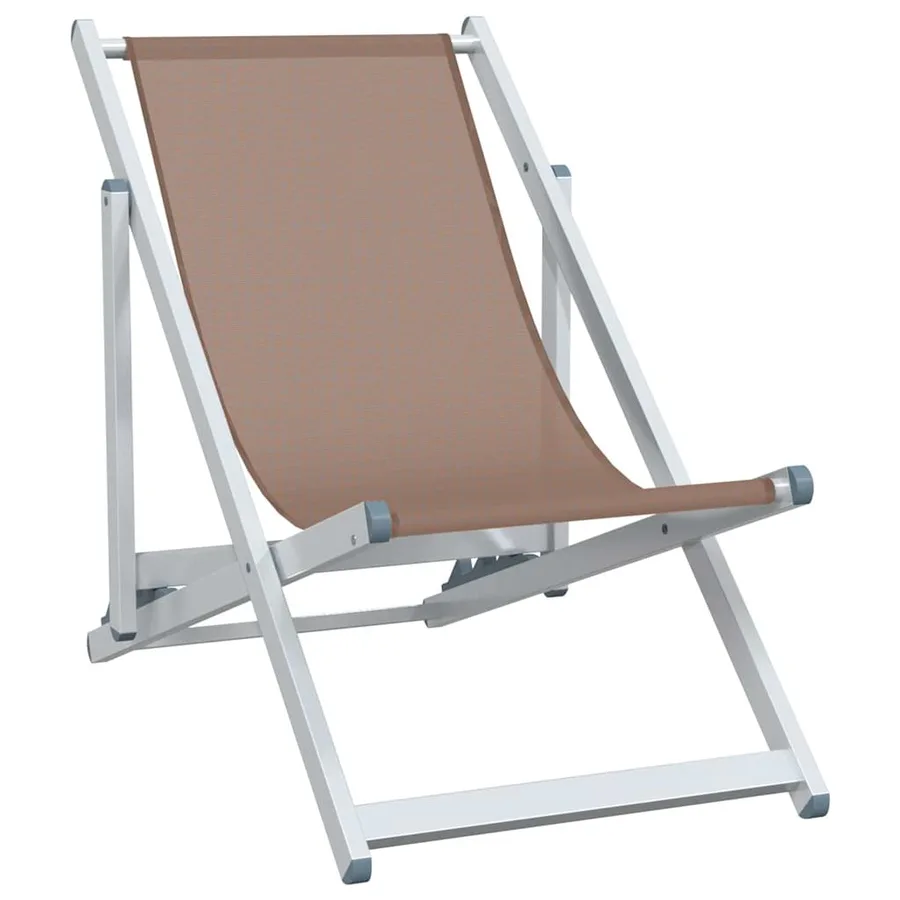Chaises de plage pliantes lot de 2 marron aluminium textilène - 3