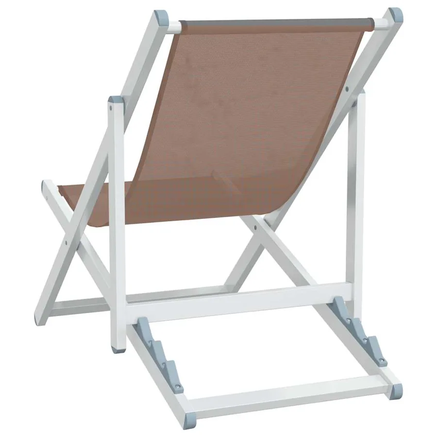 Chaises de plage pliantes lot de 2 marron aluminium textilène - 6