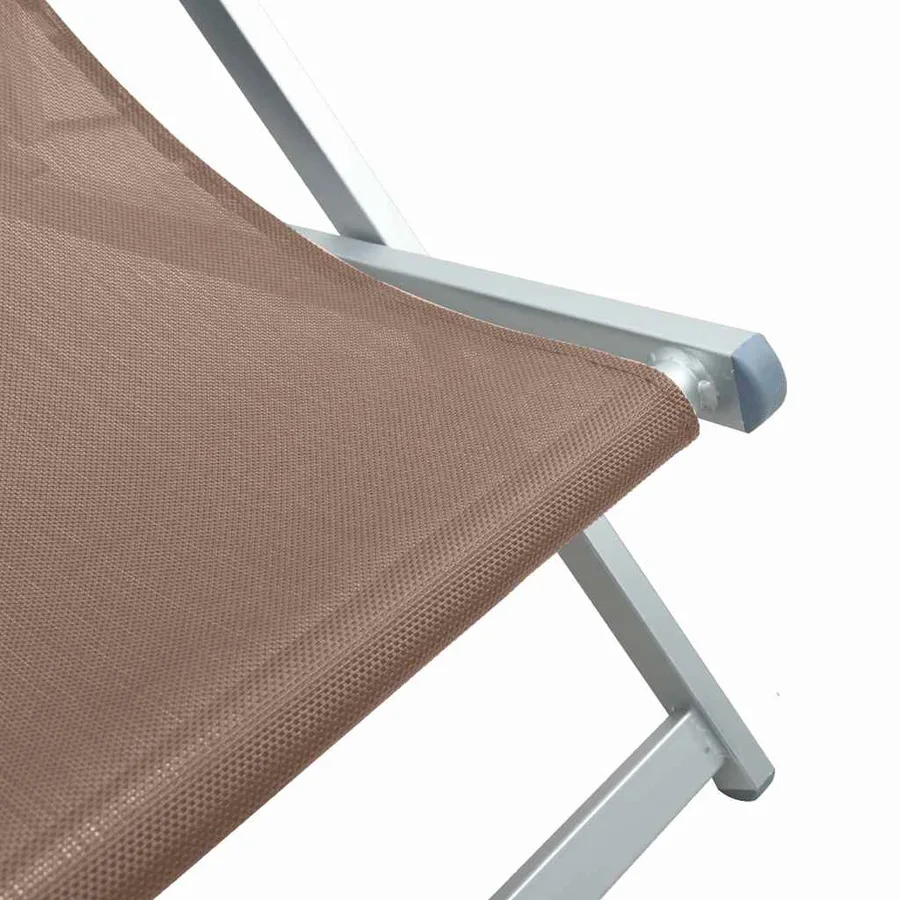Chaises de plage pliantes lot de 2 marron aluminium textilène - 9