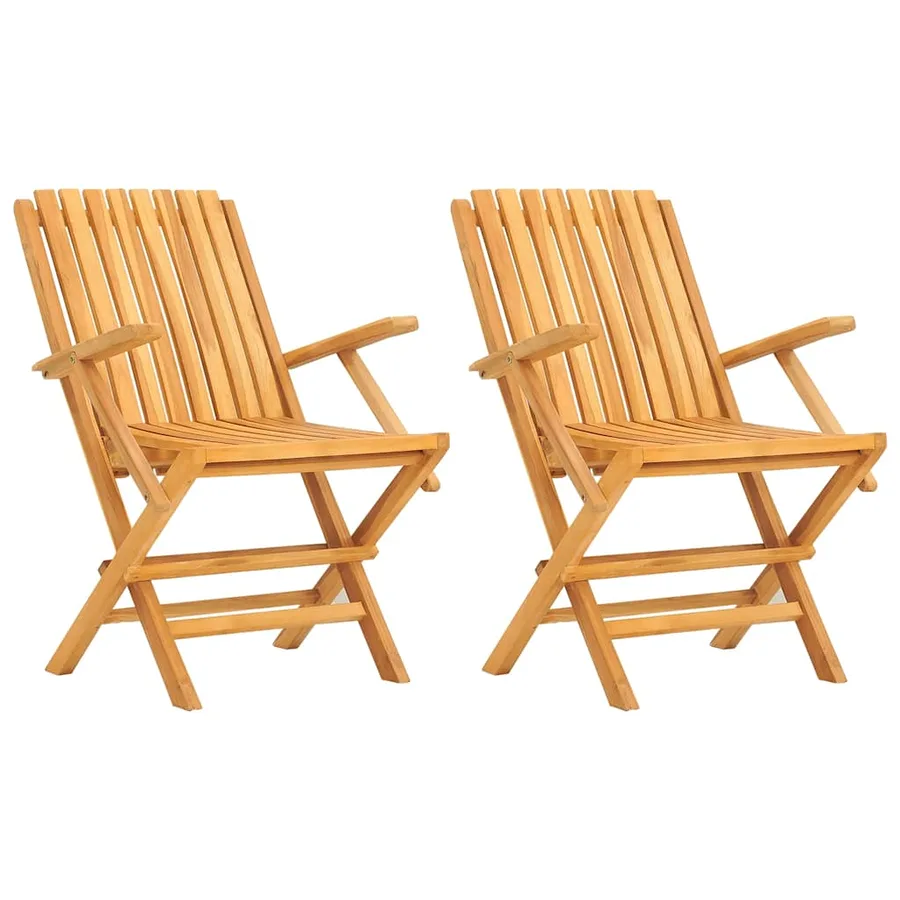 Chaises de jardin pliantes lot de 2 61x67x90cm bois massif teck - 2