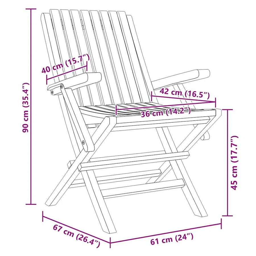 Chaises de jardin pliantes lot de 2 61x67x90cm bois massif teck - 8