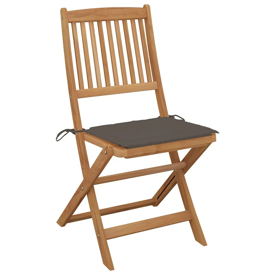 Chaises pliables de jardin lot de 2 avec coussins Bois d'acacia - 2