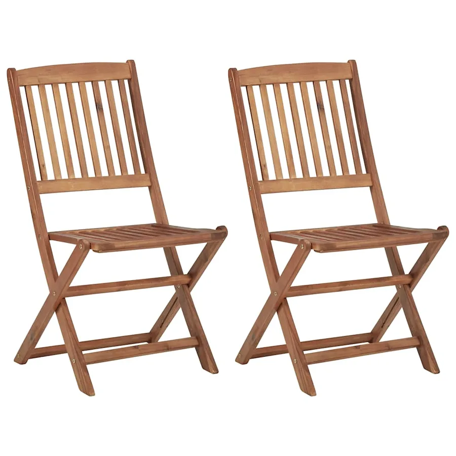 Chaises pliables de jardin lot de 2 avec coussins Bois d'acacia - 3