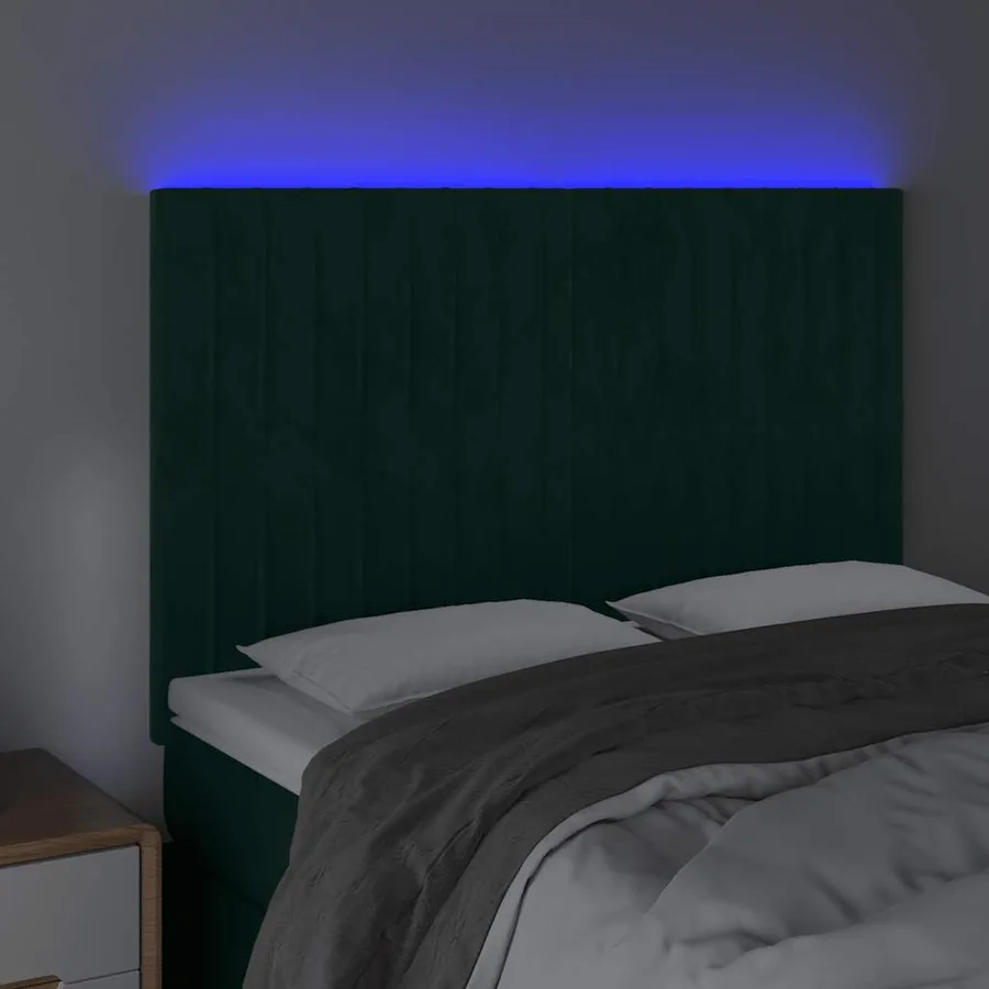 Tête de lit à LED Vert foncé 144x5x118/128 cm Velours - 4