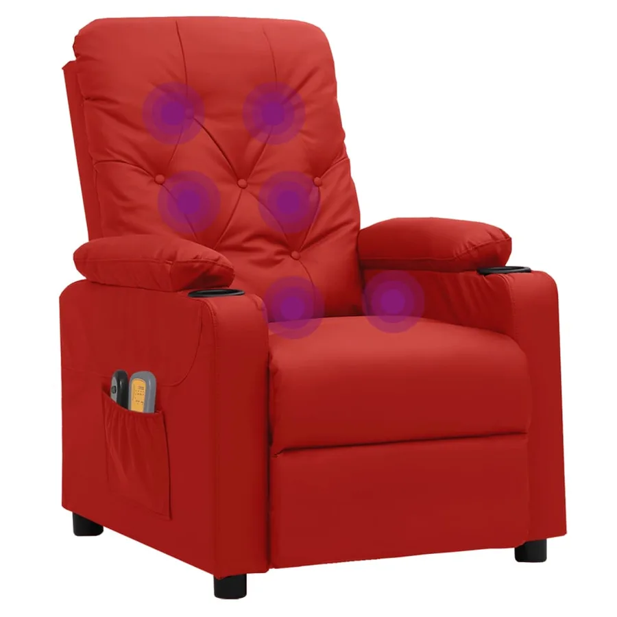 Fauteuil de massage électrique Rouge bordeaux Similicuir - 7