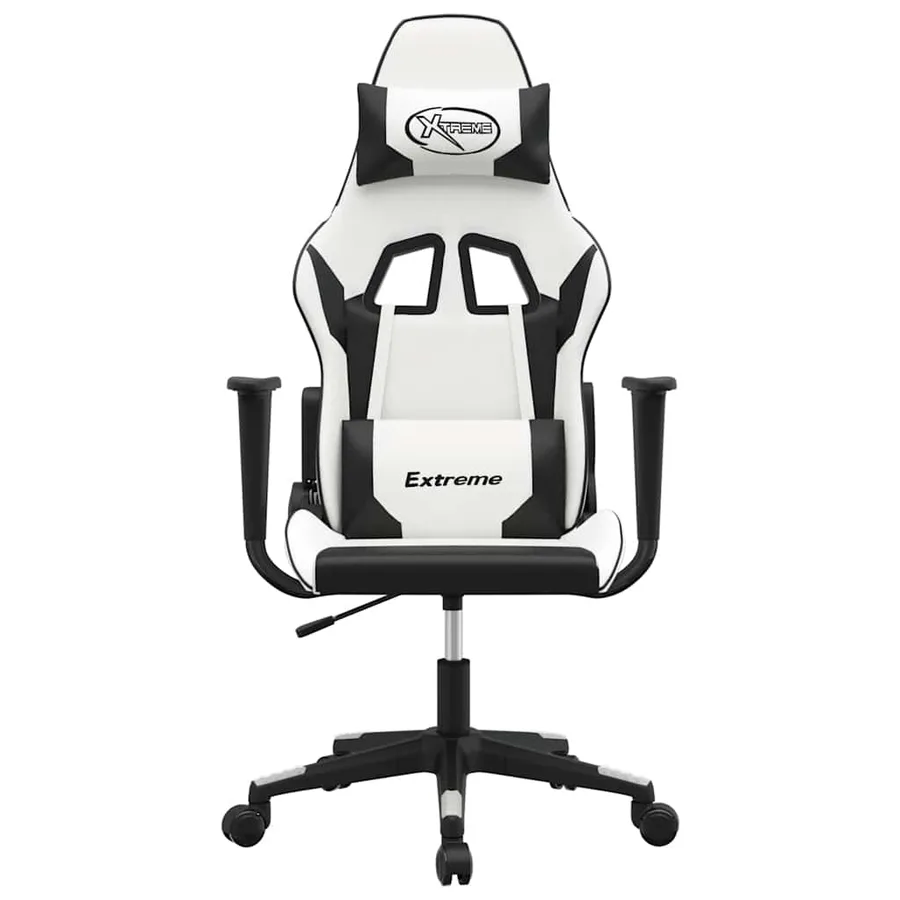 Chaise de jeu de massage Blanc et noir Similicuir - 3