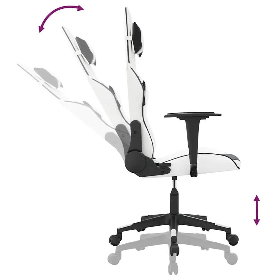 Chaise de jeu de massage Blanc et noir Similicuir - 7