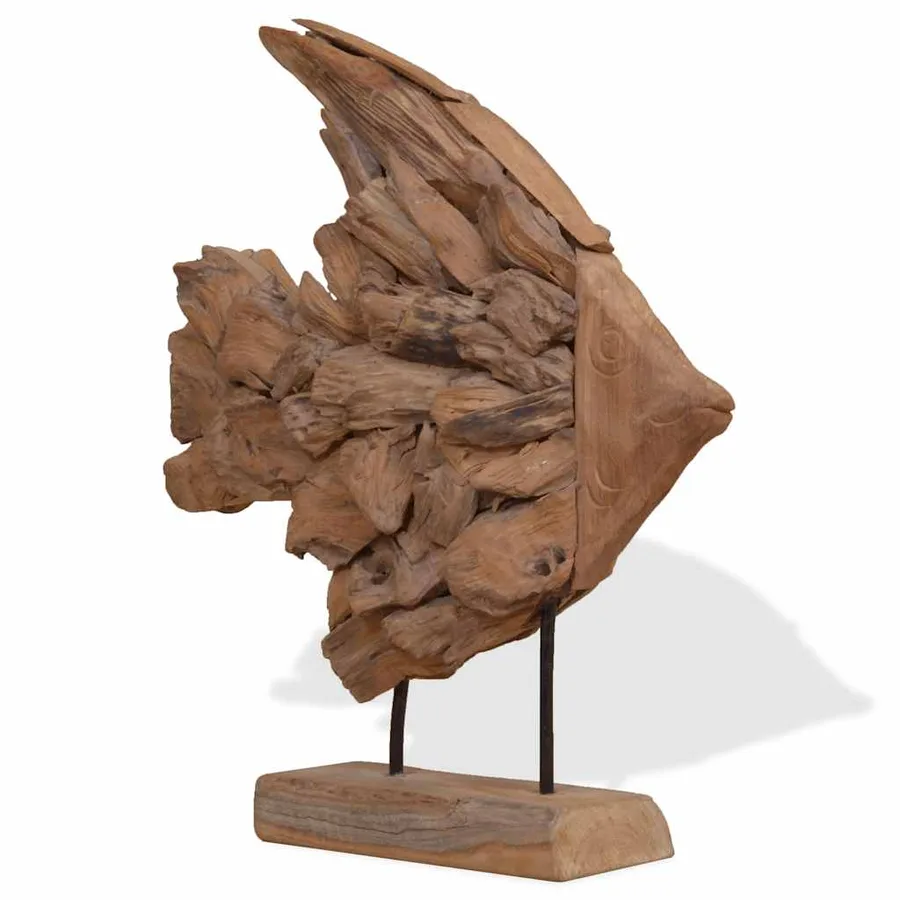 Sculpture de poisson teck 40x12x57 cm - 3