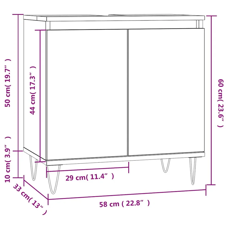 Armoire de bain blanc brillant 58x33x60 cm bois d'ingénierie - 11