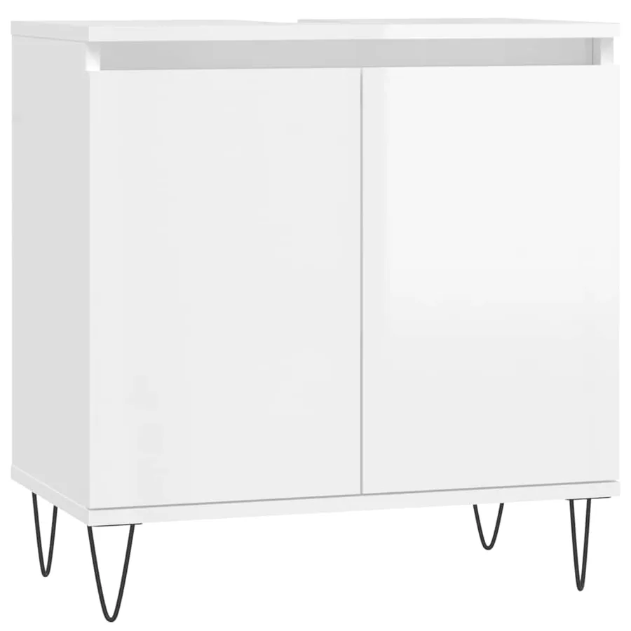 Armoire de bain blanc brillant 58x33x60 cm bois d'ingénierie - 2