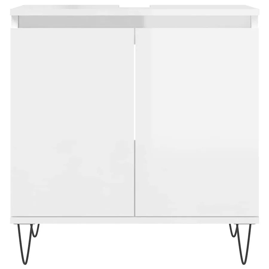 Armoire de bain blanc brillant 58x33x60 cm bois d'ingénierie - 4