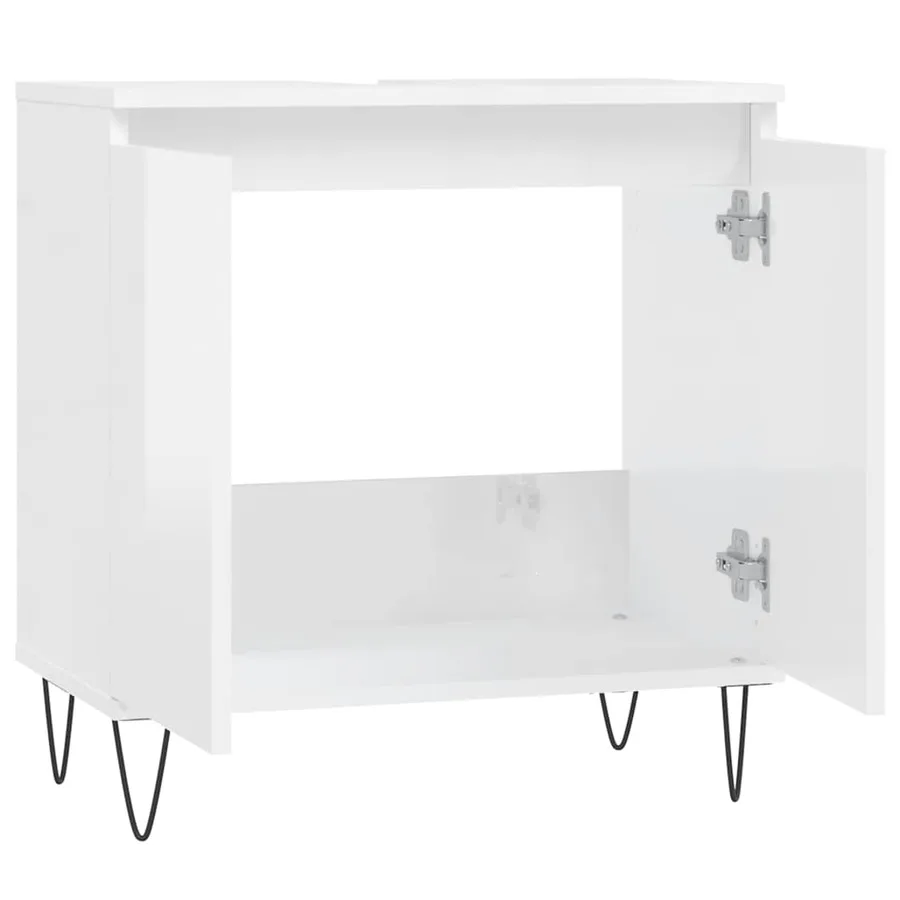 Armoire de bain blanc brillant 58x33x60 cm bois d'ingénierie - 5
