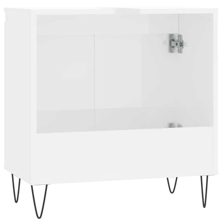 Armoire de bain blanc brillant 58x33x60 cm bois d'ingénierie - 7