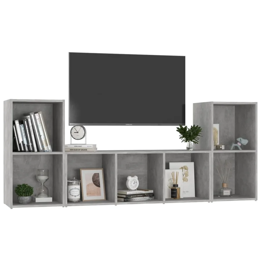 Ensemble de meubles TV 3 pcs Gris béton Bois d'ingénierie - 3