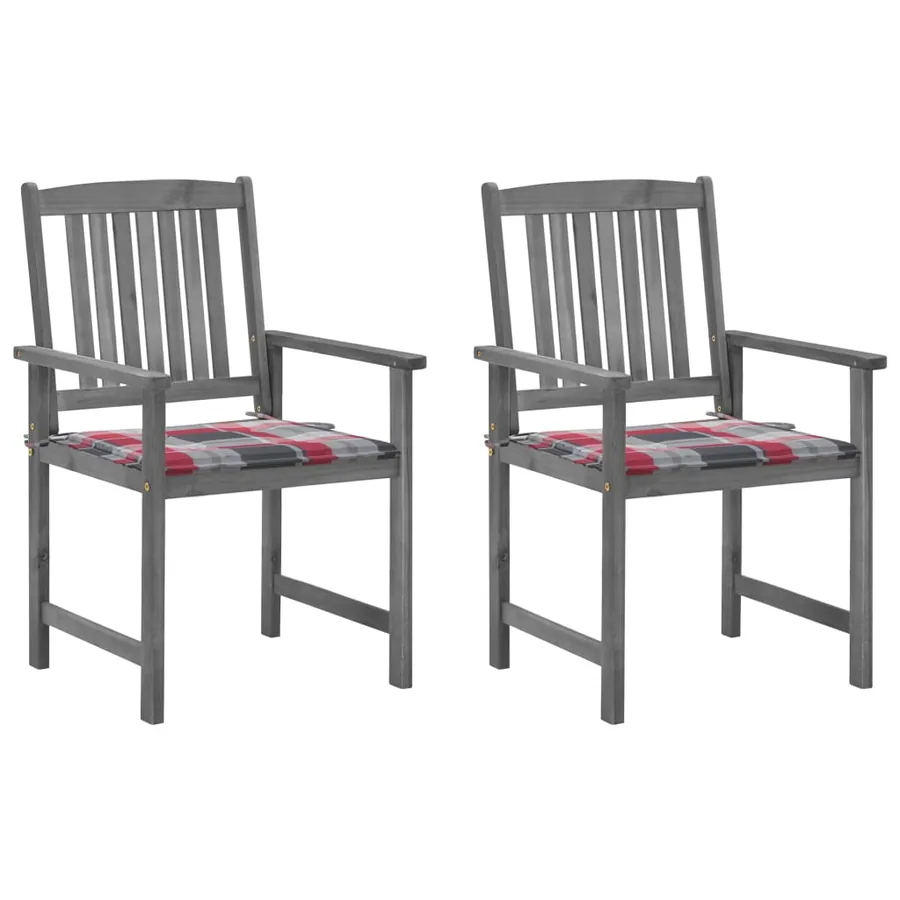 Chaises de jardin et coussins lot de 2 Gris Bois acacia massif
