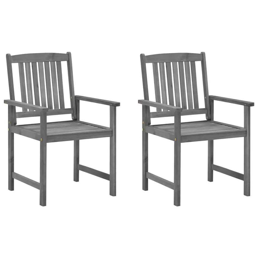 Chaises de jardin et coussins lot de 2 Gris Bois acacia massif - 2
