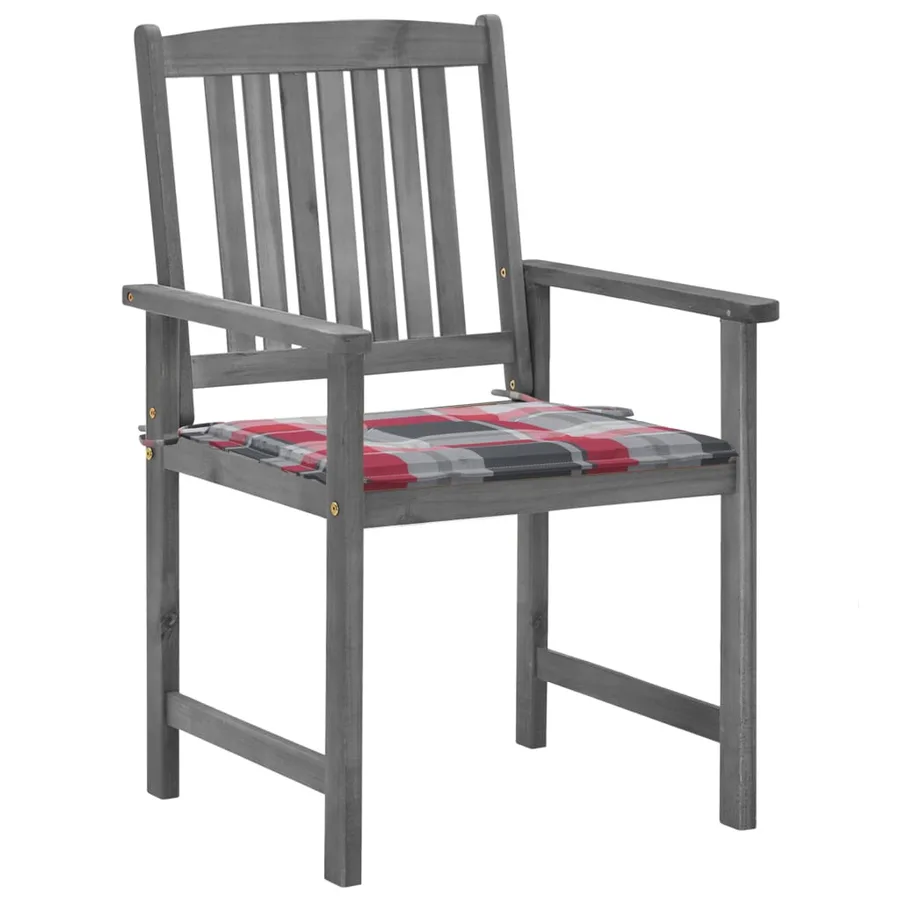 Chaises de jardin et coussins lot de 2 Gris Bois acacia massif - 3