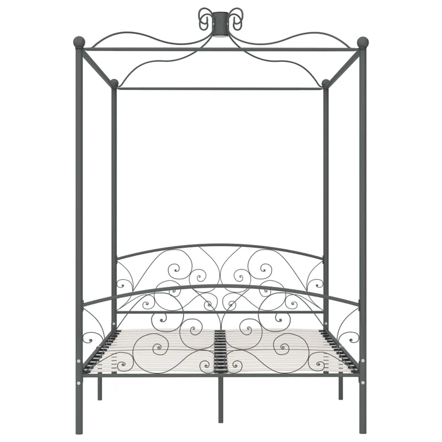 Cadre de lit à baldaquin sans matelas gris métal 140x200 cm - 3