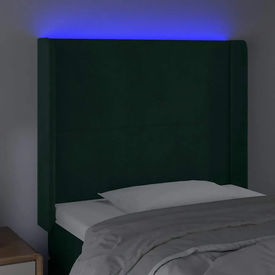 Tête de lit à LED Vert foncé 93x16x118/128 cm Velours - 4