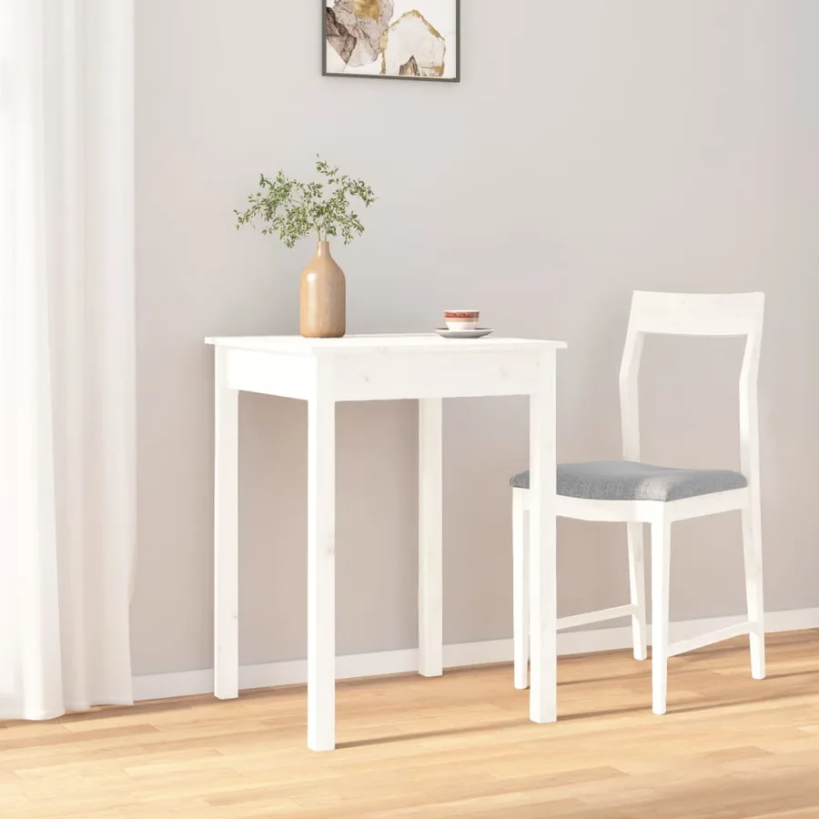 Table à manger Blanc 55x55x75 cm Bois massif de pin - 5