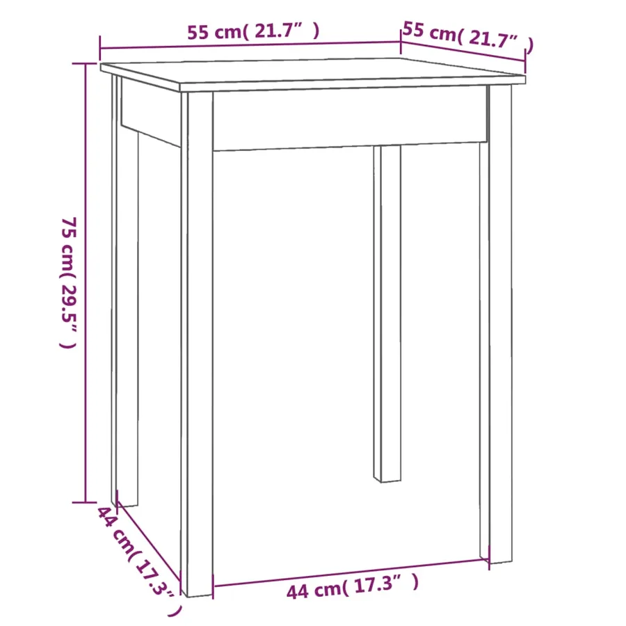 Table à manger Blanc 55x55x75 cm Bois massif de pin - 8