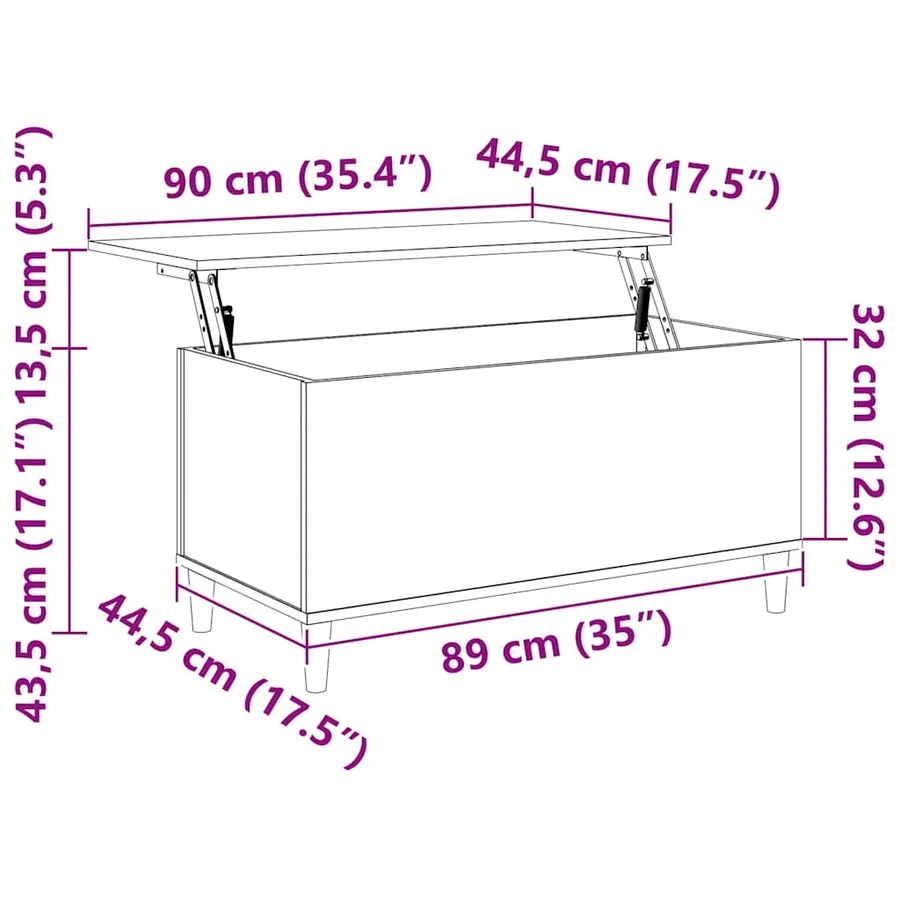 Table basse Chêne marron 90x44,5x45 cm Bois d'ingénierie - 8