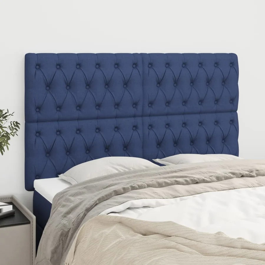 Tête de lit Bleu 144x7x118/128 cm Tissu