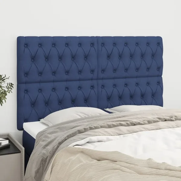 Tête de lit Bleu 144x7x118/128 cm Tissu