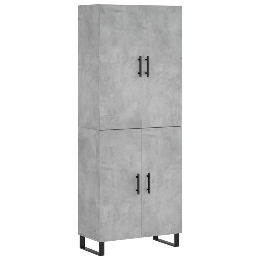 Buffet haut Gris béton 69,5x34x180 cm Bois d'ingénierie - 2