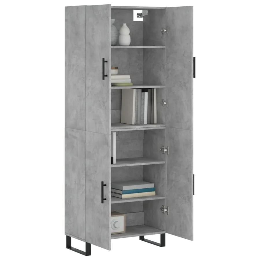 Buffet haut Gris béton 69,5x34x180 cm Bois d'ingénierie - 3