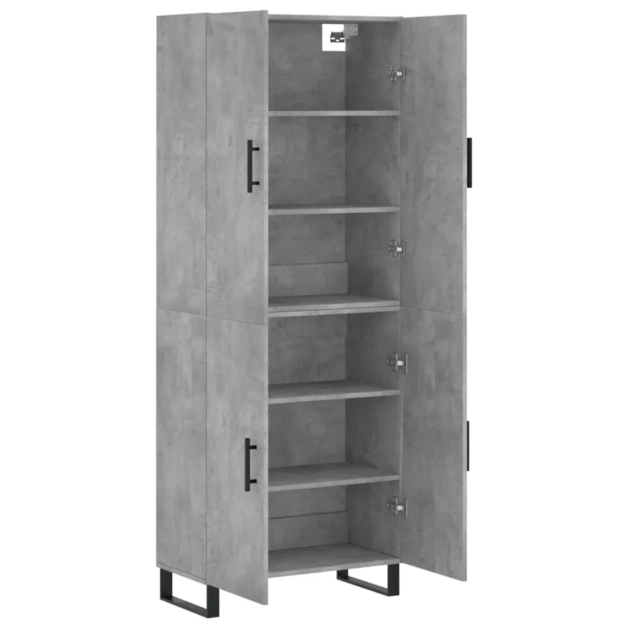 Buffet haut Gris béton 69,5x34x180 cm Bois d'ingénierie - 4