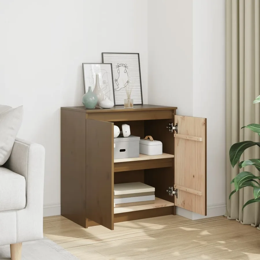 Armoire latérale marron miel 60x36x65 cm bois de pin massif - 3