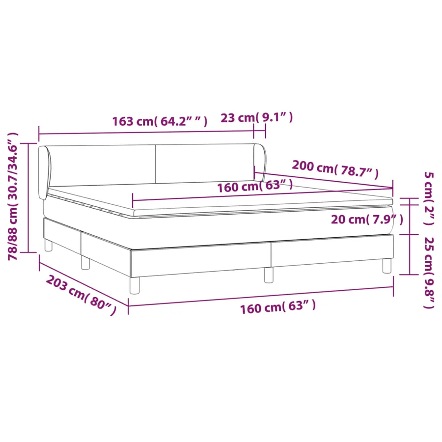 Sommier à lattes de lit avec matelas Taupe 160x200 cm Tissu - 7