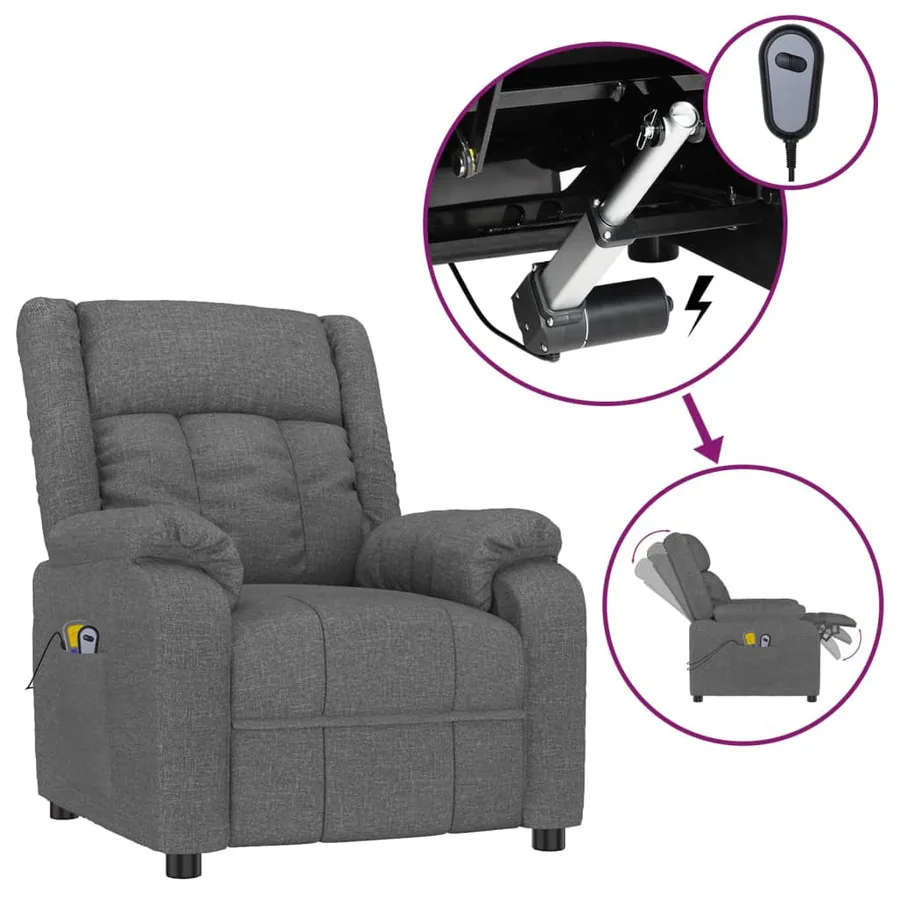 Fauteuil électrique de massage Gris foncé Tissu - 2