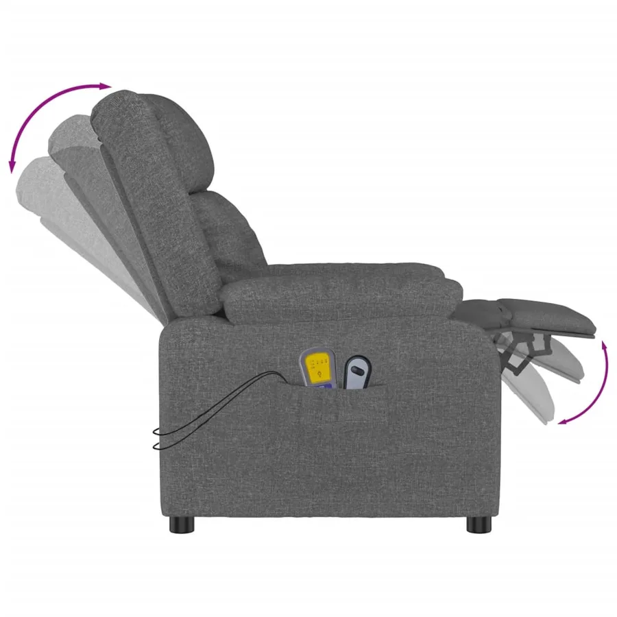 Fauteuil électrique de massage Gris foncé Tissu - 7
