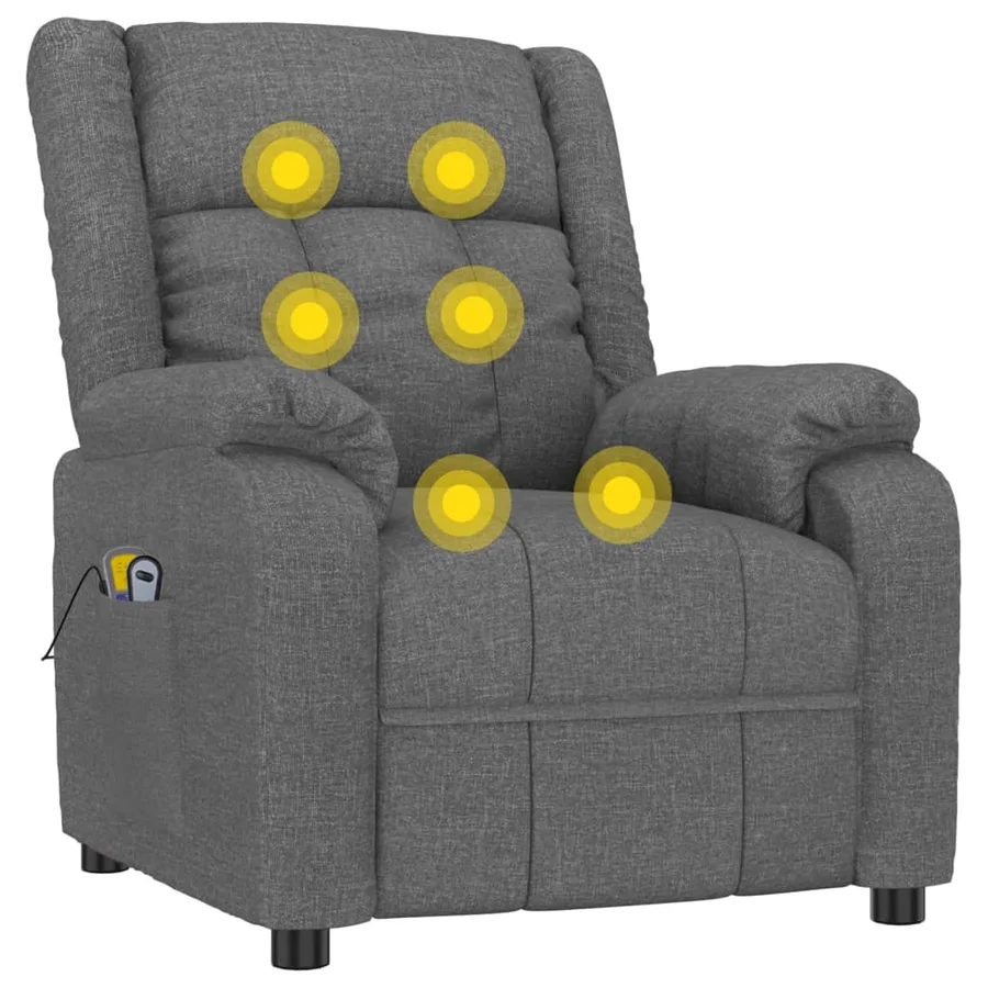 Fauteuil électrique de massage Gris foncé Tissu - 8