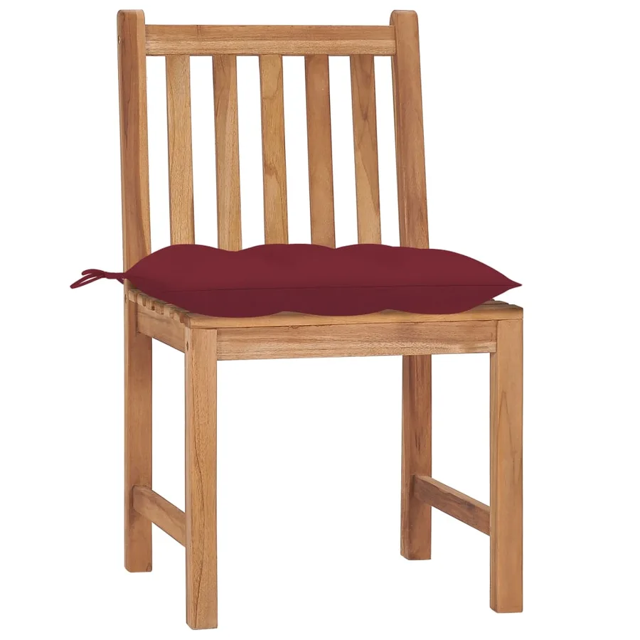Chaises de jardin lot de 2 avec coussins Bois de teck massif - 2