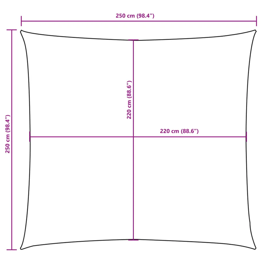 Voile de parasol tissu oxford carré 2,5x2,5 m marron - 10