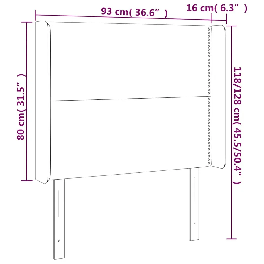 Tête de lit avec oreilles Vert foncé 93x16x118/128 cm Velours - 7