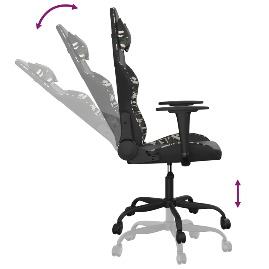 Chaise de jeu Noir et camouflage Similicuir - 6