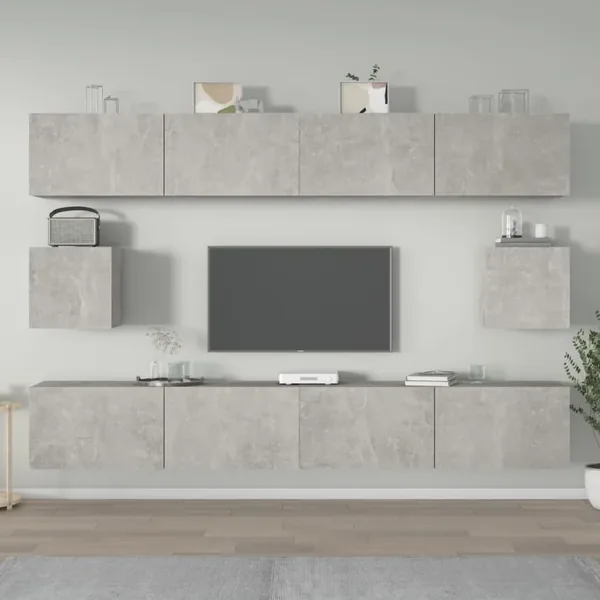 Ensemble de meubles TV 6 pcs Gris béton Bois d'ingénierie