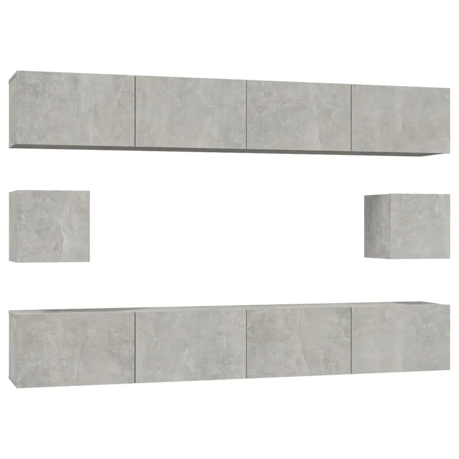 Ensemble de meubles TV 6 pcs Gris béton Bois d'ingénierie - 2