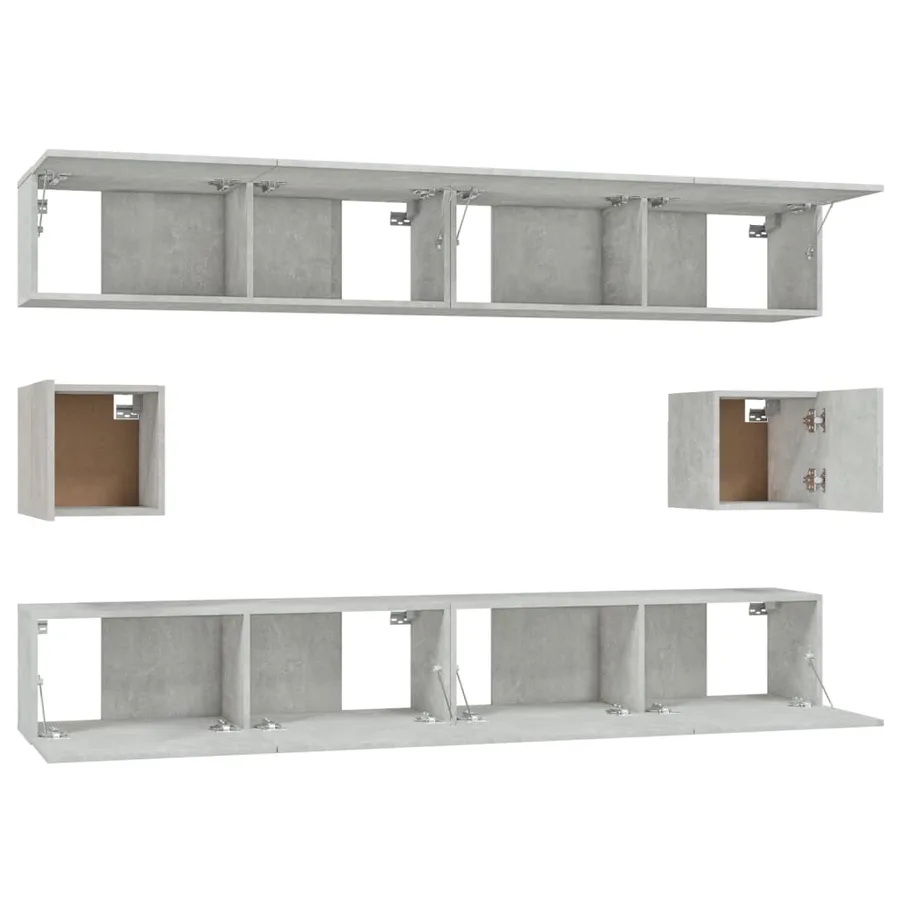 Ensemble de meubles TV 6 pcs Gris béton Bois d'ingénierie - 5