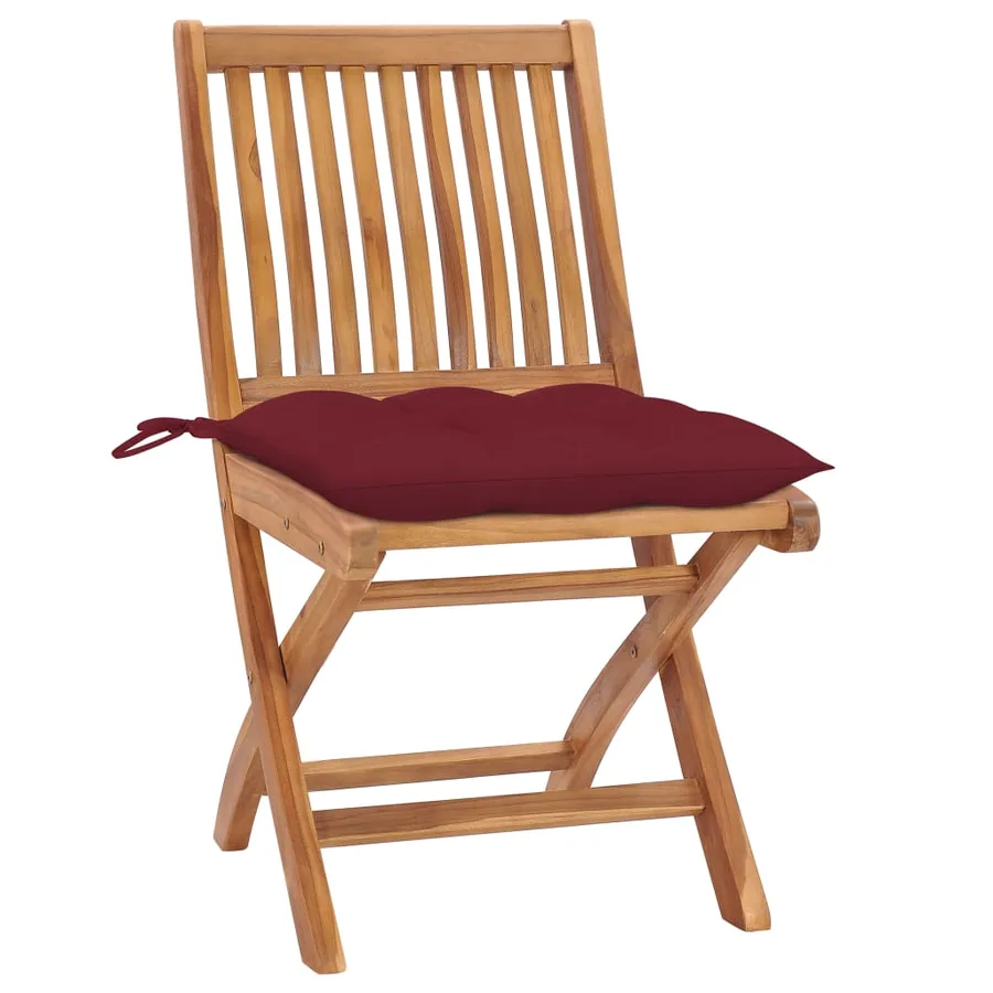 Chaises pliables de jardin avec coussins lot de 8 Teck solide - 2