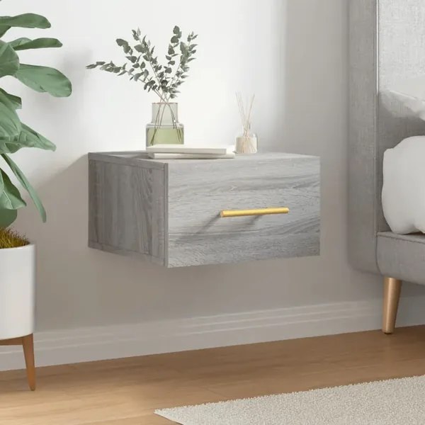 Table de chevet murale sonoma gris 35x35x20 cm